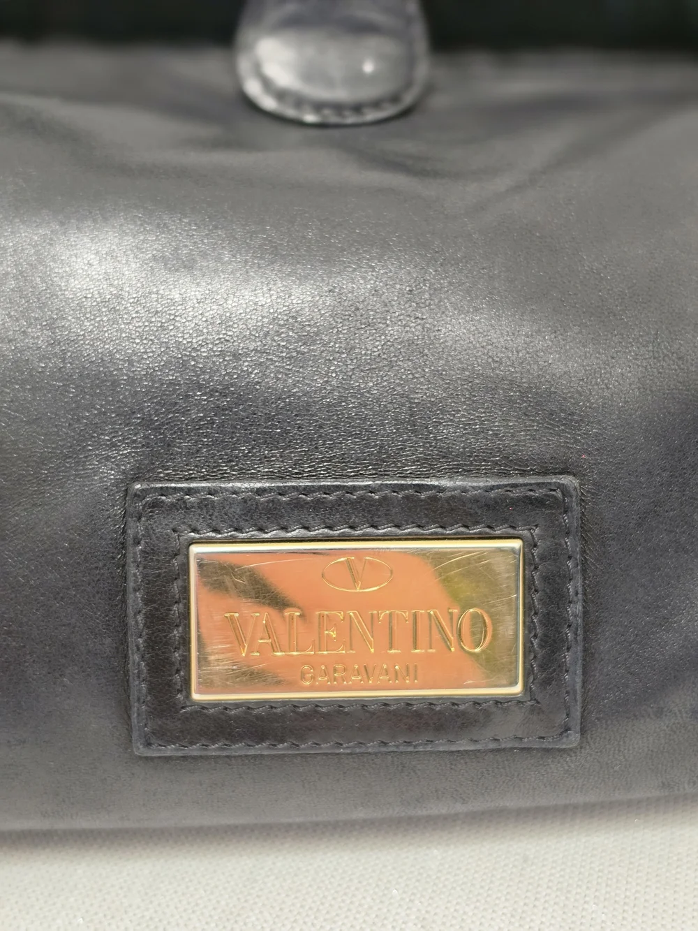 ​Valentino Black Leather Rose Applique Statement Bag with Additional Strap